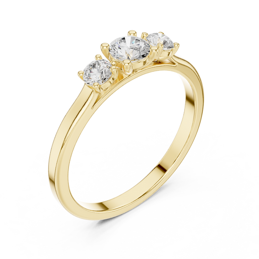 Three Round Moissanite Minimalist Band - view 2