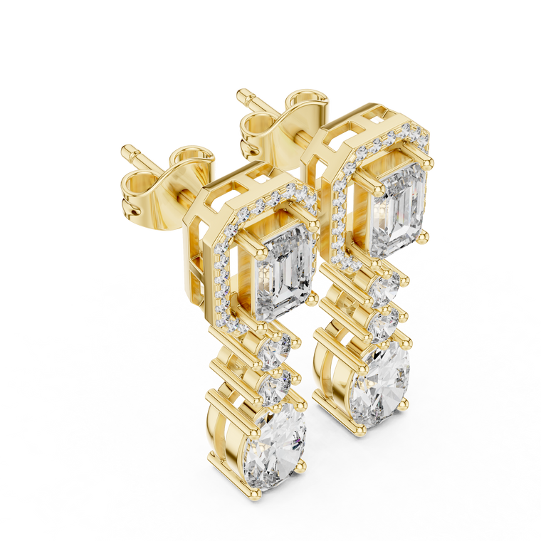 Art Deco Inspired Cascading Drop Earrings - view 2