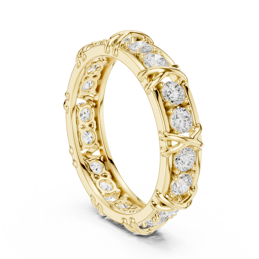 Round Cut Lab Grown Diamond Men's Cross Station Shared Prong Ring - view 2