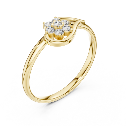 Floral Round Lab Diamond Delicate Wear Ring For Women - view 2