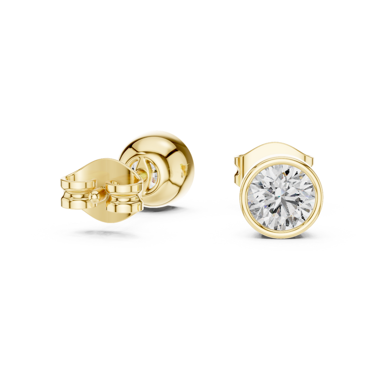 Bezel Set Round Minimal Solitaire Stud Earrings - view 2