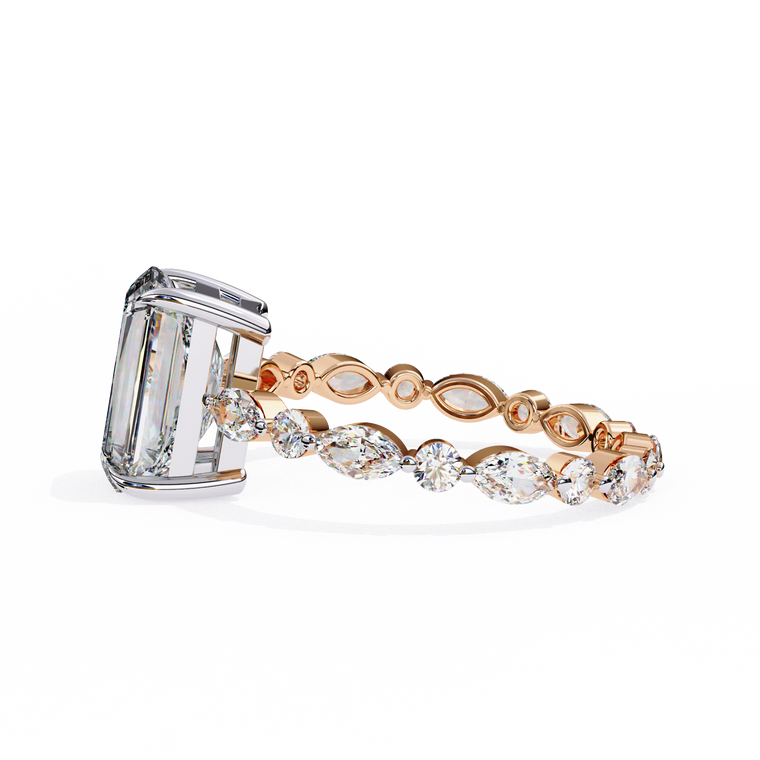 Radiant Cut Moissanite Engagement Ring With Marquise - view 2