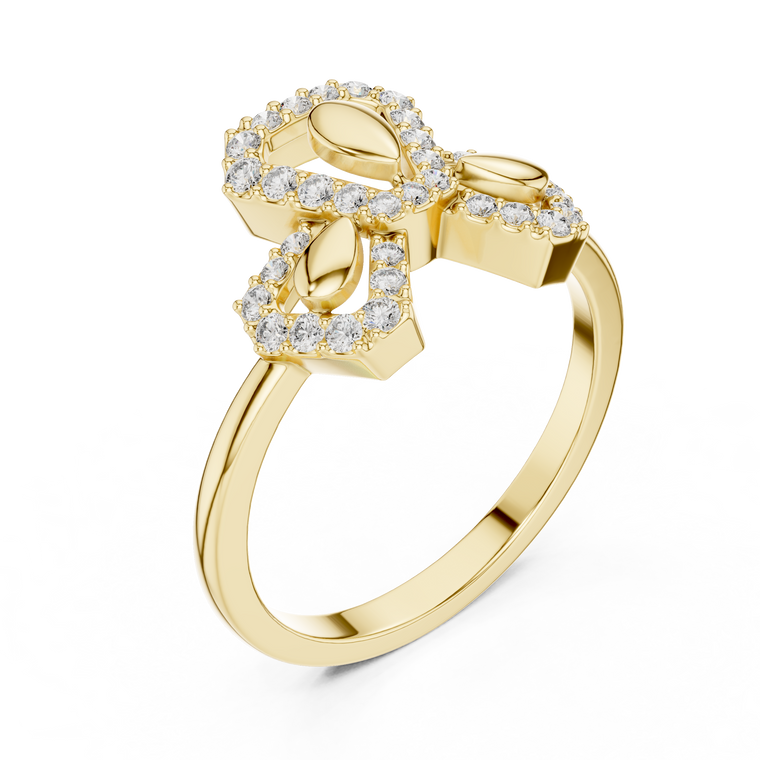 Round Cut Trinity Lab Diamond Statement Ring Triple Cluster - view 2