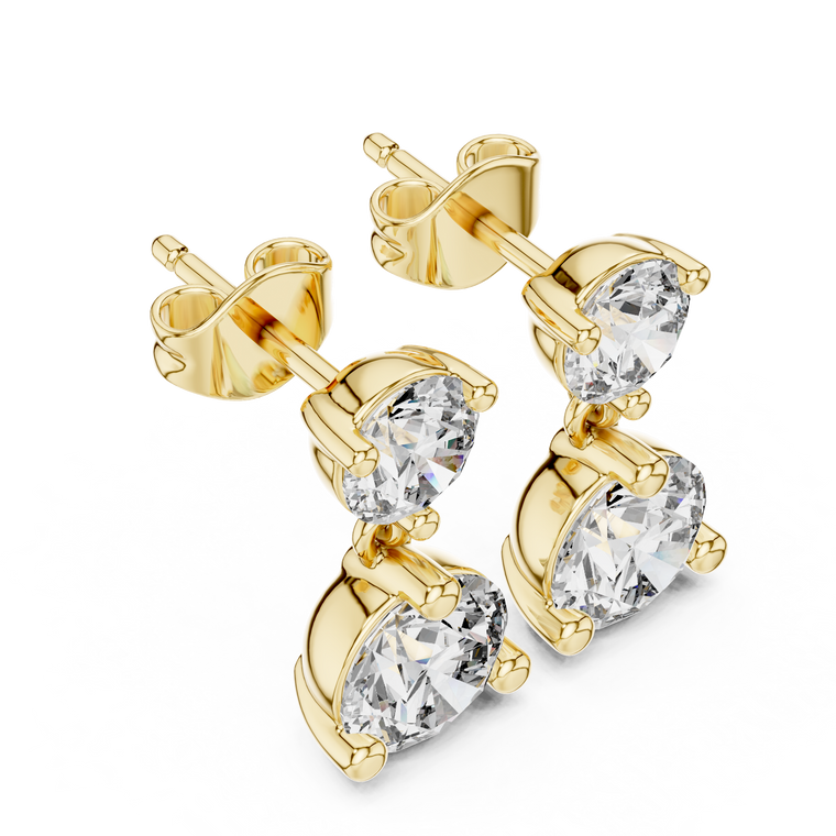 Round Lab Diamond Graduated Two Stone Drop Earrings - view 2