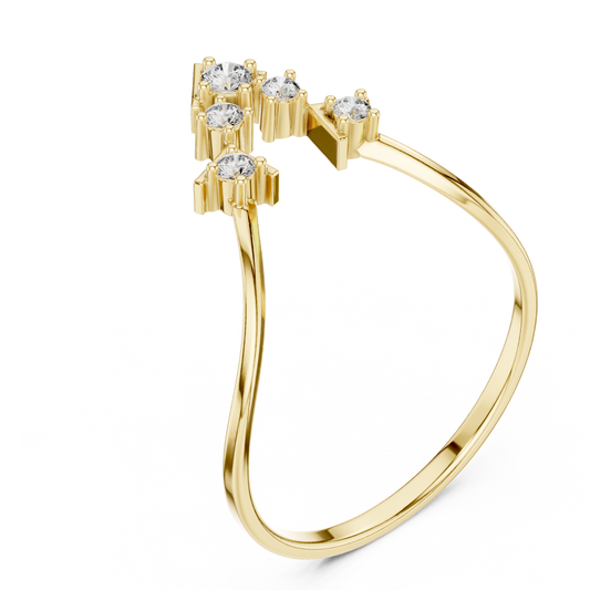 Chevron Crown Ring With Brilliant Round Lab Diamond - view 2