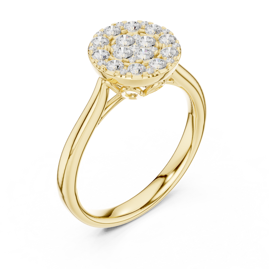 Round Moissanite Cluster Ring with Sleek Band - view 2