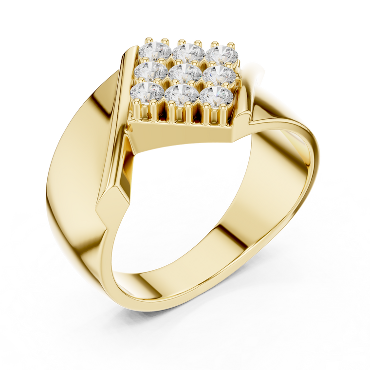 Round Cut Moissanite Men's Unique Square Top Ring - view 2