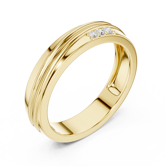 Round Cut Moissanite Men's 3 Stone Off Center Accent Band - view 2