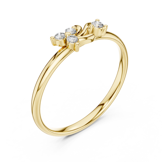 Round Moissanite Open Twist Cluster Ring - view 2
