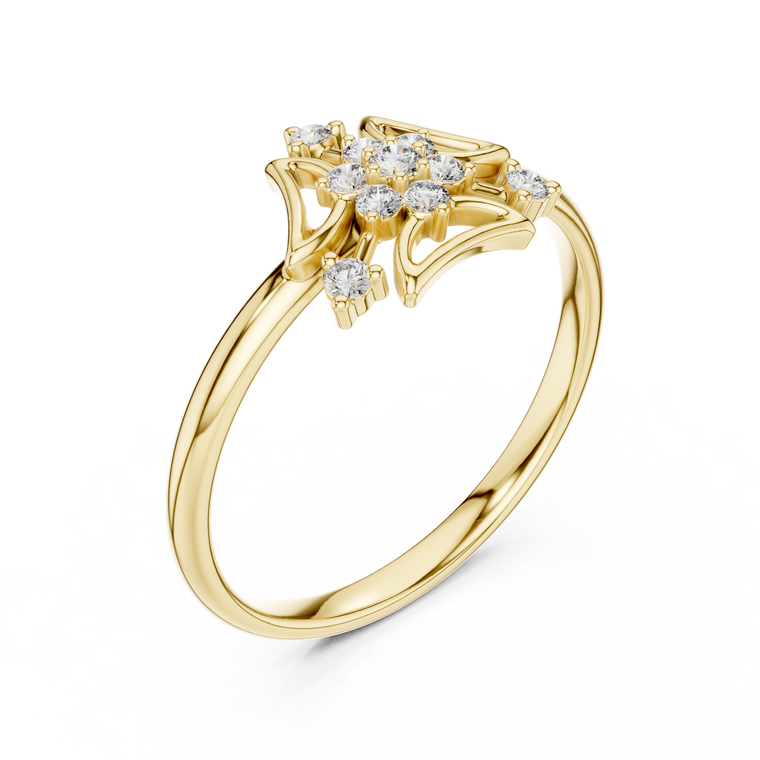 Open Petal Cluster Round Moissanite Anniversary Ring - view 2
