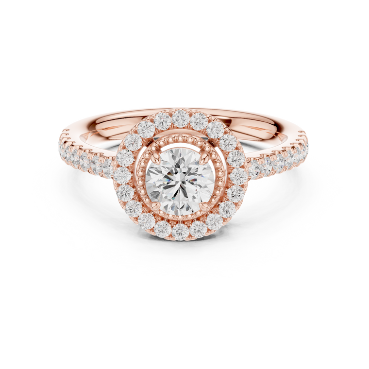 Round Halo Moissanite Ring for Women - view 2