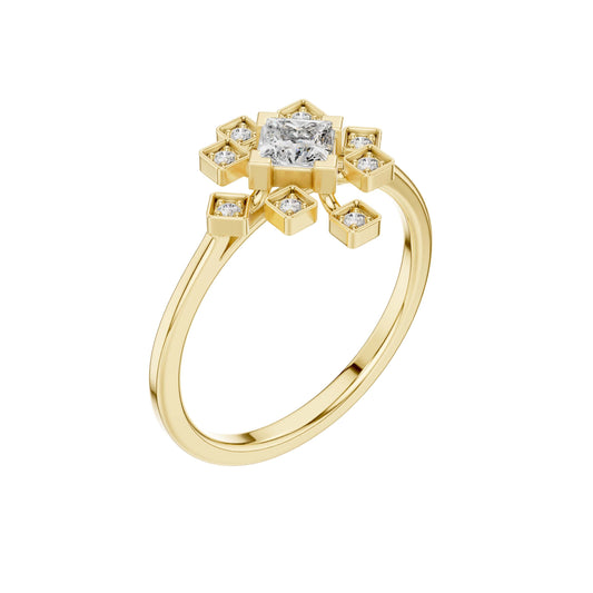 Princess Cut Moissanite Starburst Bezel Engagement Ring - view 4