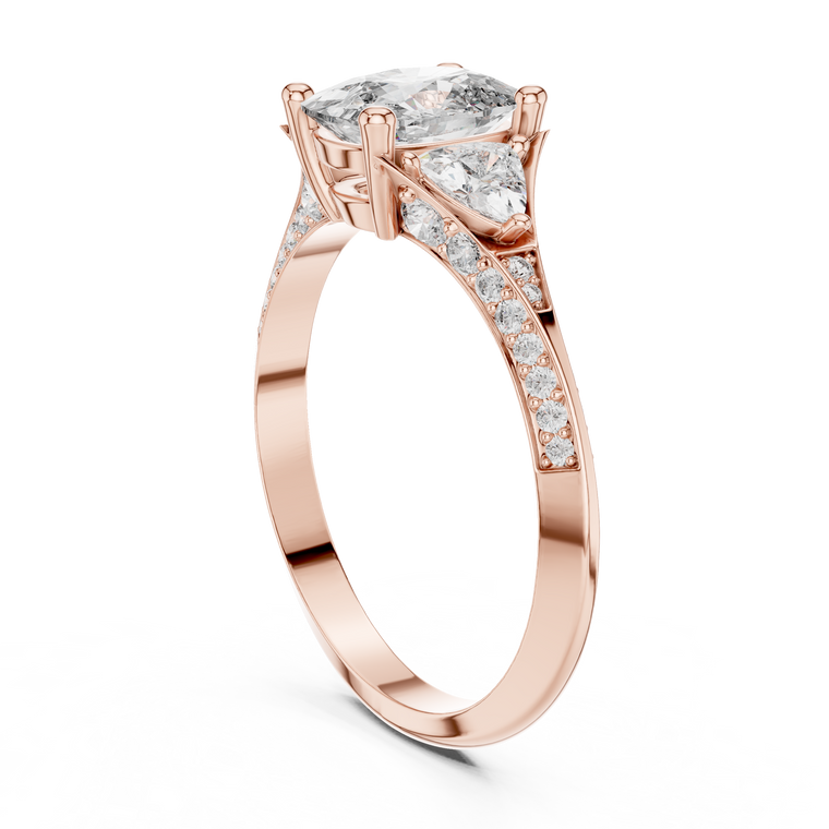 Oval Anniversary Ring with Side Stone Pave Band - view 2