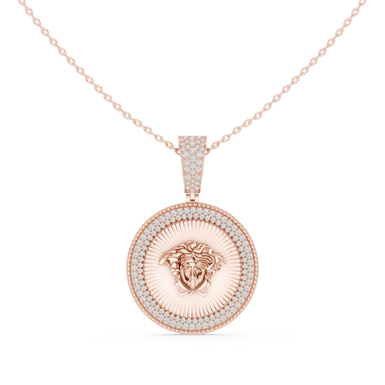 Circular Mythological Medusa Emblem Pendant - view 2