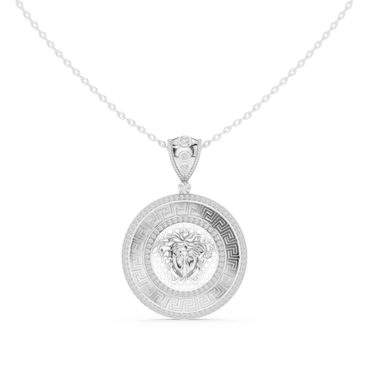 0.62 TCW Medusa Coin Moissanite Pendant with Greek Key Border - view 3