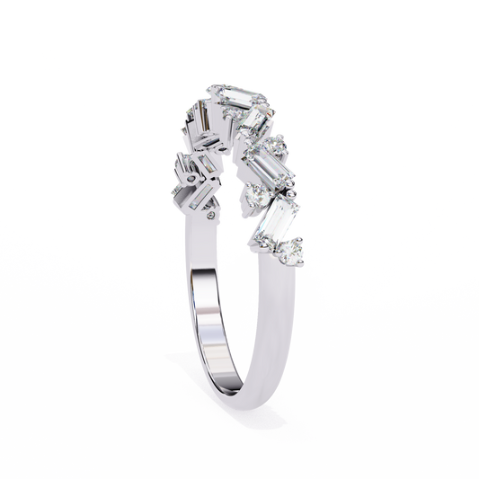 Geometric Baguette and Round Cut Lab Diamond Wedding Band - view 3
