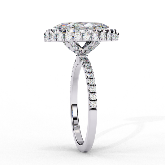 Halo Marquise Lab Diamond Pave Daily Wear Ring For Women - view 4