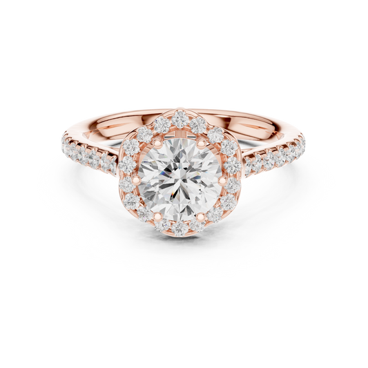 Round Floral Halo Moissanite Cluster Ring - view 2