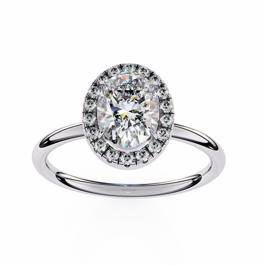 Oval Cut Halo Lab Diamond Ring with Slim Band - view 4
