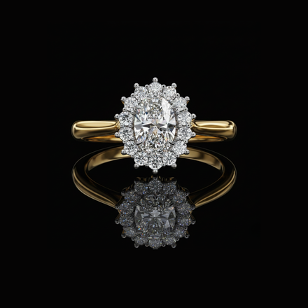 Oval Halo Moissanite Ring with Cathedral Setting