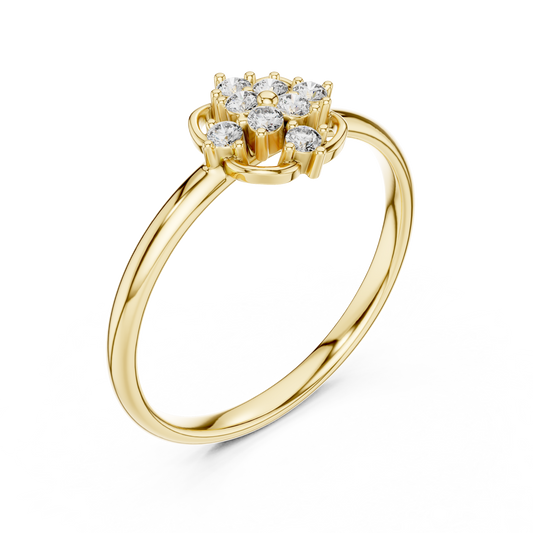 Round Cut Moissanite Floral Cluster Engagement Ring - view 4