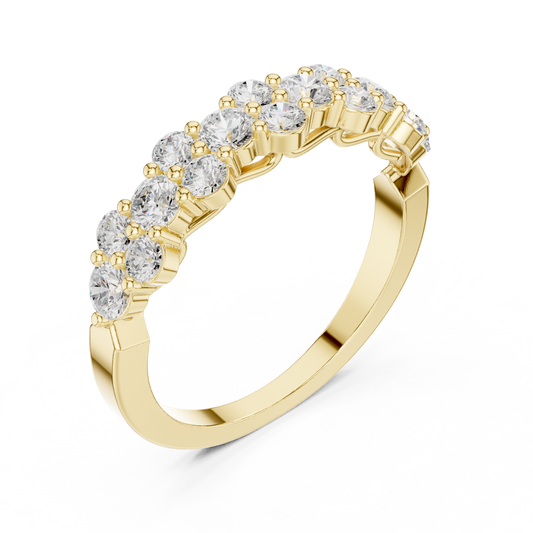 Round Cut Moissanite Cluster Half Eternity Wedding Band Ring - view 4
