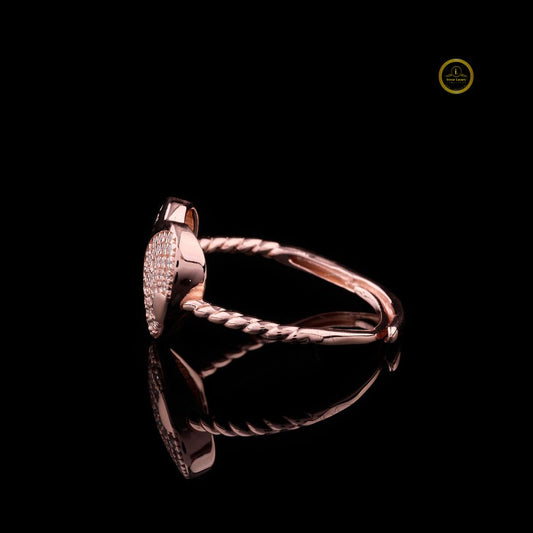 Heart Shape Pave Setting Moissanite Rope Band Ring - view 4