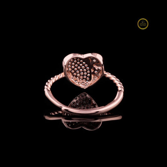 Heart Shape Pave Setting Moissanite Rope Band Ring - view 2