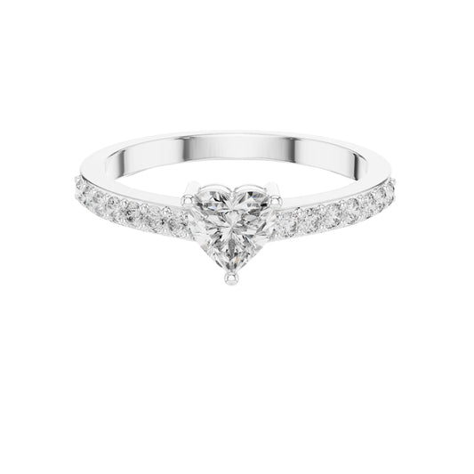 Heart Cut Moissanite Pave Solitaire Engagement Ring - view 3