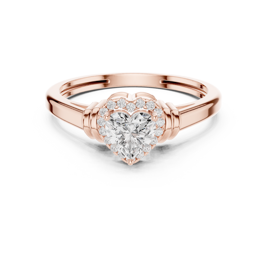Romance Setting Heart Cut Lab Diamond Halo Ring - view 2