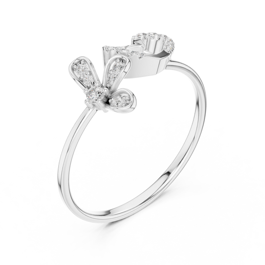 Open Heart Moissanite Ring with Pave Accents Promise Ring - view 4
