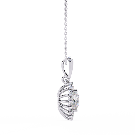 Heart Shape Halo Pendant Necklace - view 4