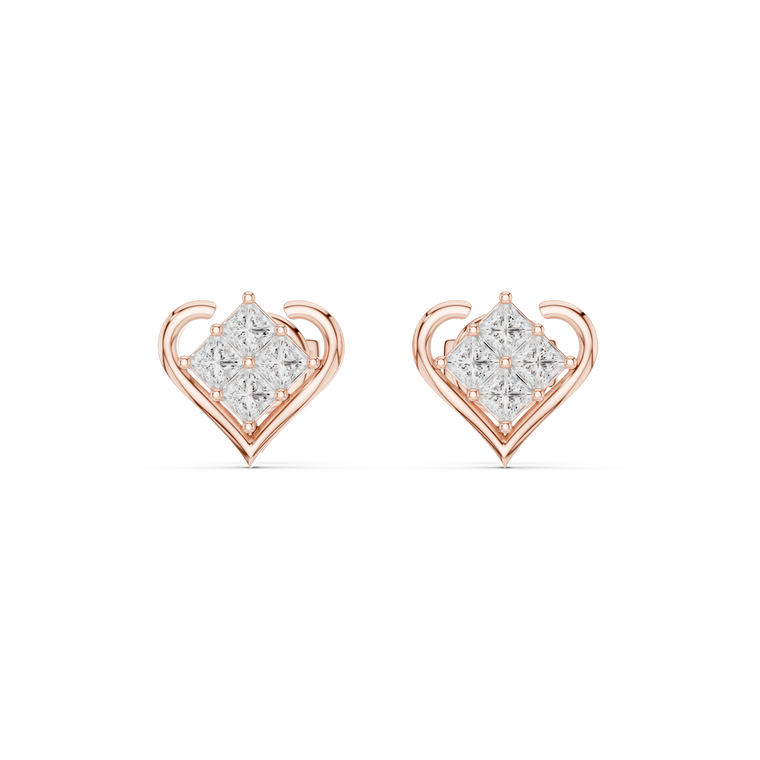 Crown Collection Heart Shaped Princess Stud Earrings - view 2