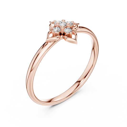 Floral Lab Diamond Cluster Ring with Round Cut Brilliant Diamonds - view 3