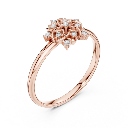 Round Lab Diamond Floral Cluster Promise Ring - view 3
