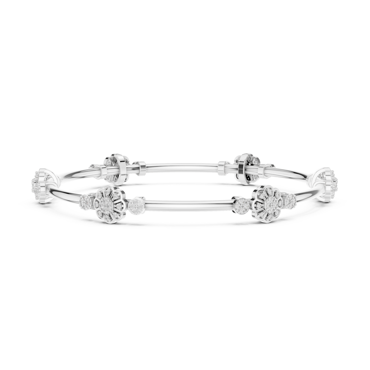 0.82 TCW Moissanite Floral Bangle Bracelet with Bloom Motifs - view 3