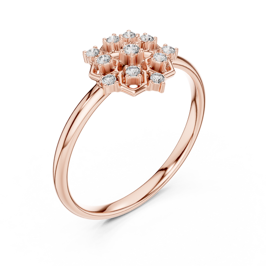Round Moissanite Hexagon Floral Cluster Wedding Ring - view 3