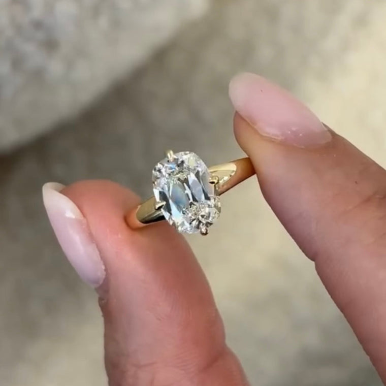 Old Mine Cushion Cut Solitaire Engagement Ring - view 2