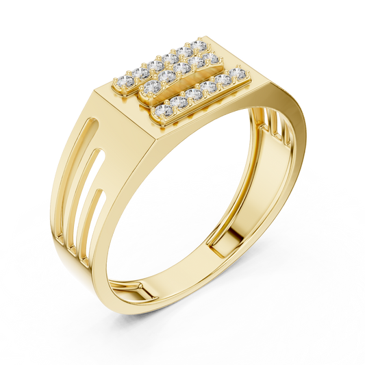 Round Cut Lab Grown Diamond Men's Architectural Side Cutout Statement Band - view 4