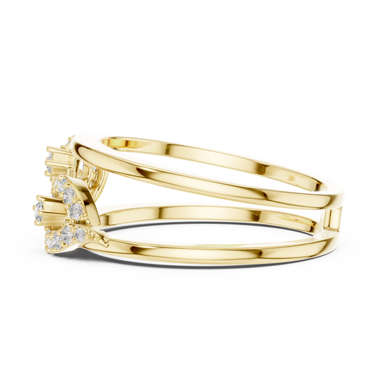 Twin Harmony Round Lab Diamond Wedding Minimal Ring - view 4