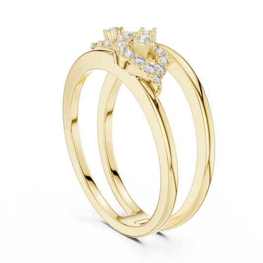 Twin Harmony Round Lab Diamond Wedding Minimal Ring - view 3