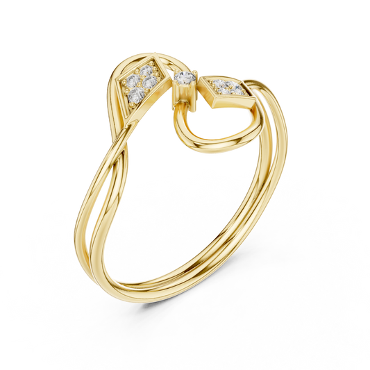 Geometric Pave Accents Infinity Bypass Moissanite Ring - view 2