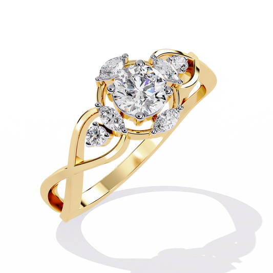 Round Lab Diamond Infinity Twisted Band Ring With Marquise Diamond - view 2
