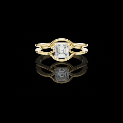 Asscher Cut Lab Diamond Infinity Twist Engagement Ring