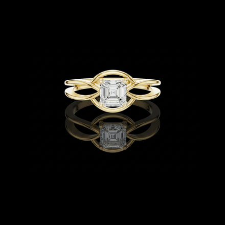 Asscher Cut Lab Diamond Infinity Twist Engagement Ring