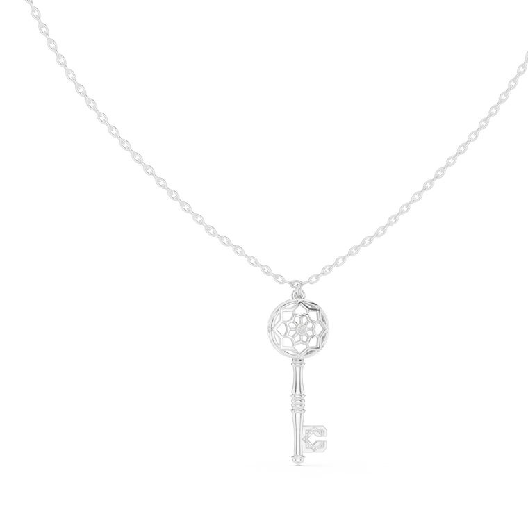 0.01 TCW Key Moissanite Pendant with Geometric Lattice Design - view 3