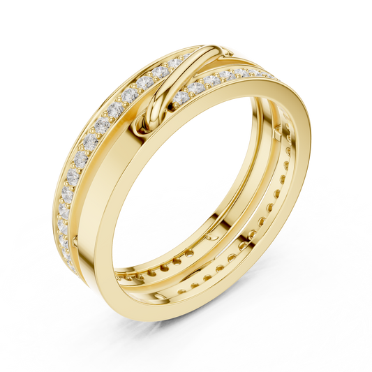 Round Cut Interlocking Multi Band Lab Diamond Statement Ring - view 3