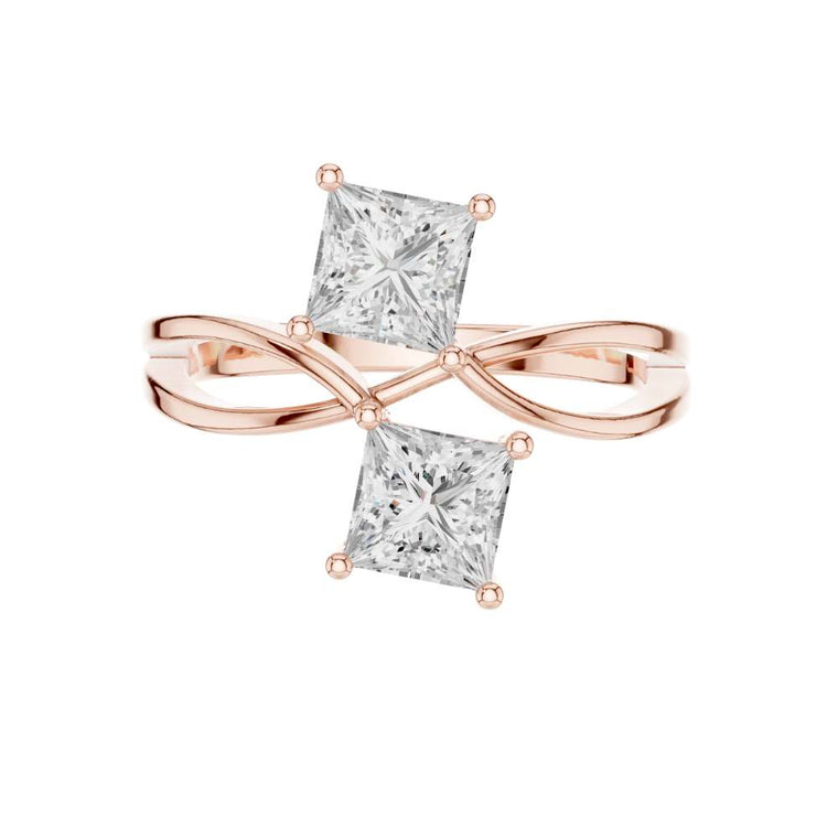 Intertwined Bypass Band Ring With Princess Cut Moissanite - view 2