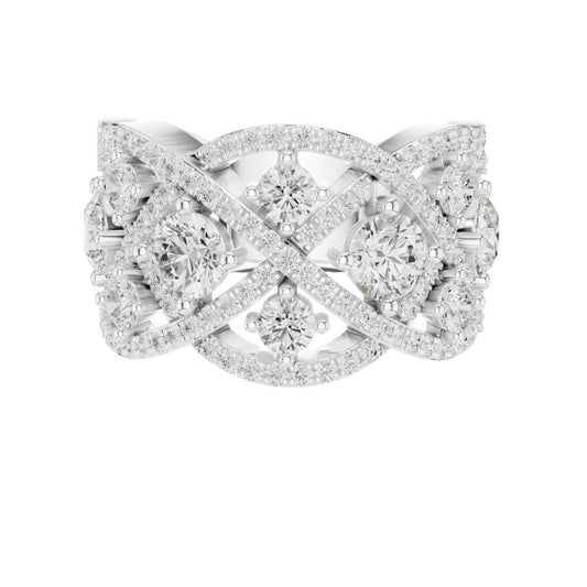 Round Cut Lab Diamond Interwoven Infinity Cluster Band Ring - view 3