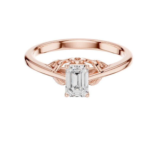 Emerald Cut Lab Diamond Solitaire Basket Ring - view 2